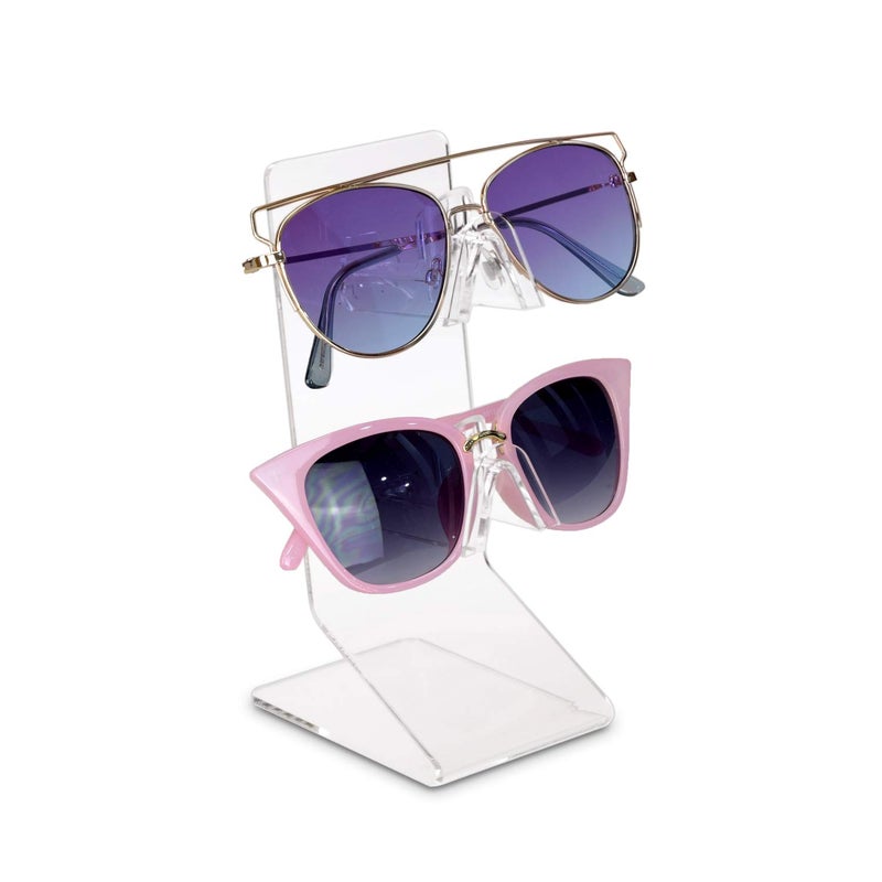 MOOCA Premium Acrylic Sunglasses and Eyeglasses Display Stand Rack, Sunglass Holder, Eyewear Organizer Holder, Eyeglass Stand, Fit for All Glass Sizes, 2 Frames - Image 1